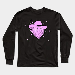 Crying cowboy cowgirl cat Long Sleeve T-Shirt